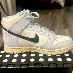 Nike Air Jordan boys size 5.5 women’s size 7.5. White and light blue.